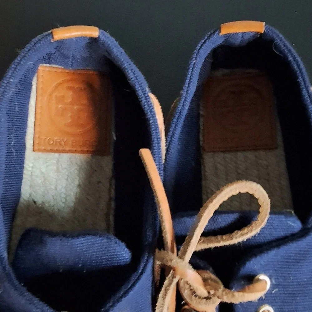 Tory Burch Women 8 Blanton Boat Espadrille‎ Shoes Lace Up Coastal Grandma NWOB